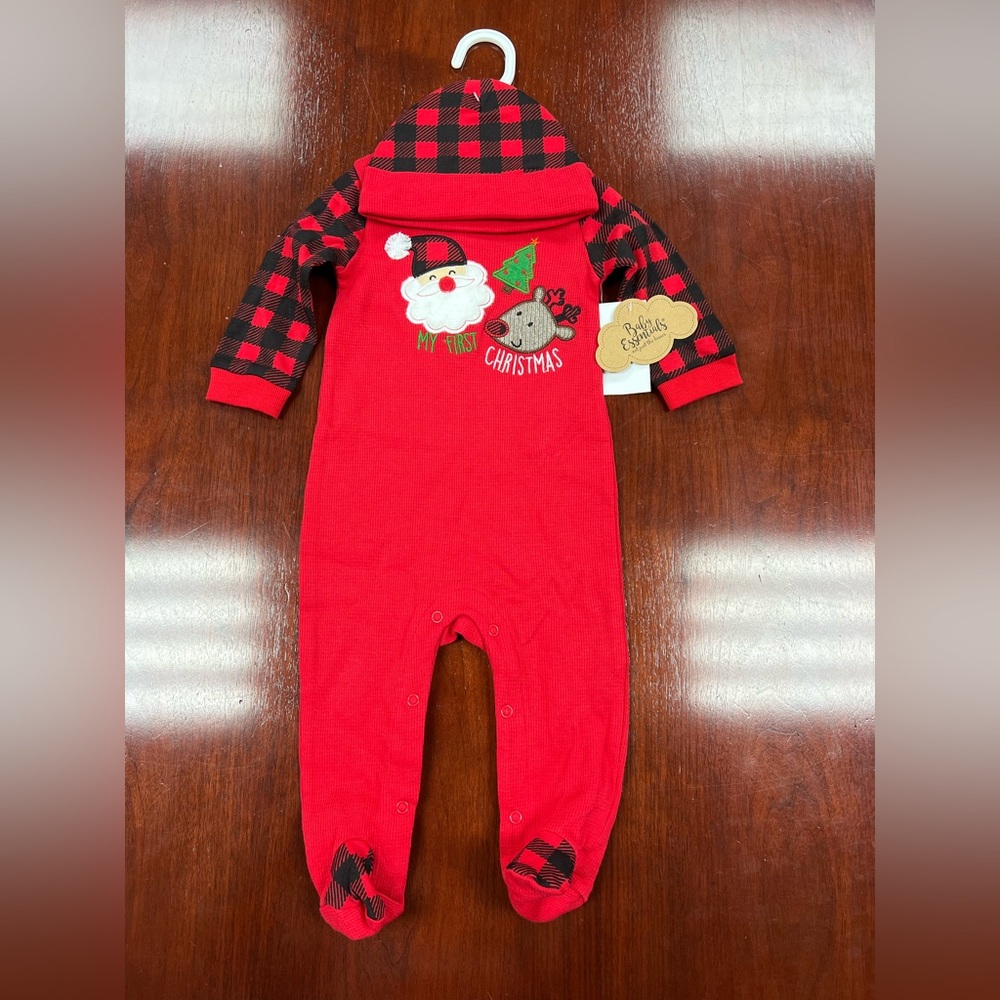 Red and Black Plaid Christmas Baby One Piece Sz 9 months